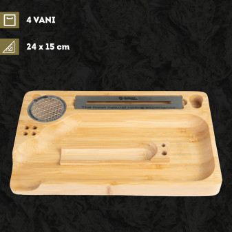 G-Rollz Stazione di Rollaggio in Legno di Bambù con Tessera Tritatabacco Magnetica e Porta Cartine