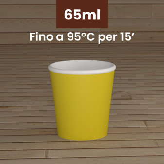 Bicchierini da Caffè in Carta Riciclabile Colore Giallo da 65ml - Confezione da 50 Bicchieri