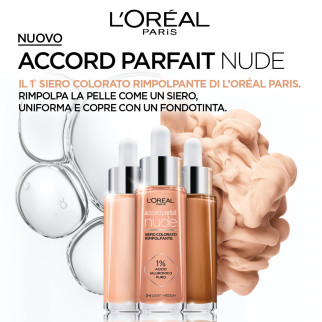 L'Oréal Paris Accord Parfait Nude Siero Colorato Rimpolpante Colore 0.5-2 Very Light