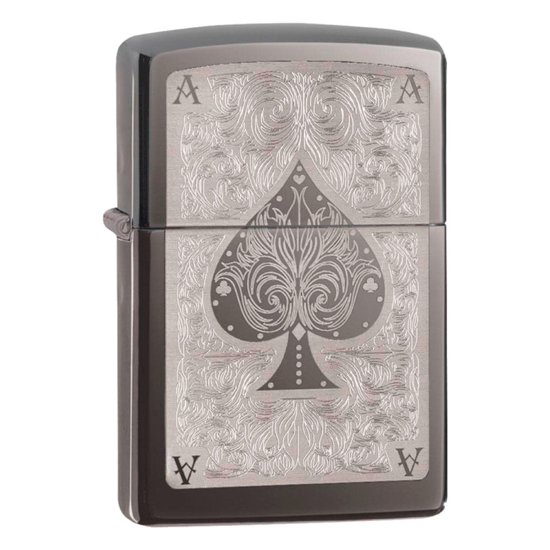 Zippo Accendino a Benzina Ricaricabile ed Antivento con Fantasia Ace