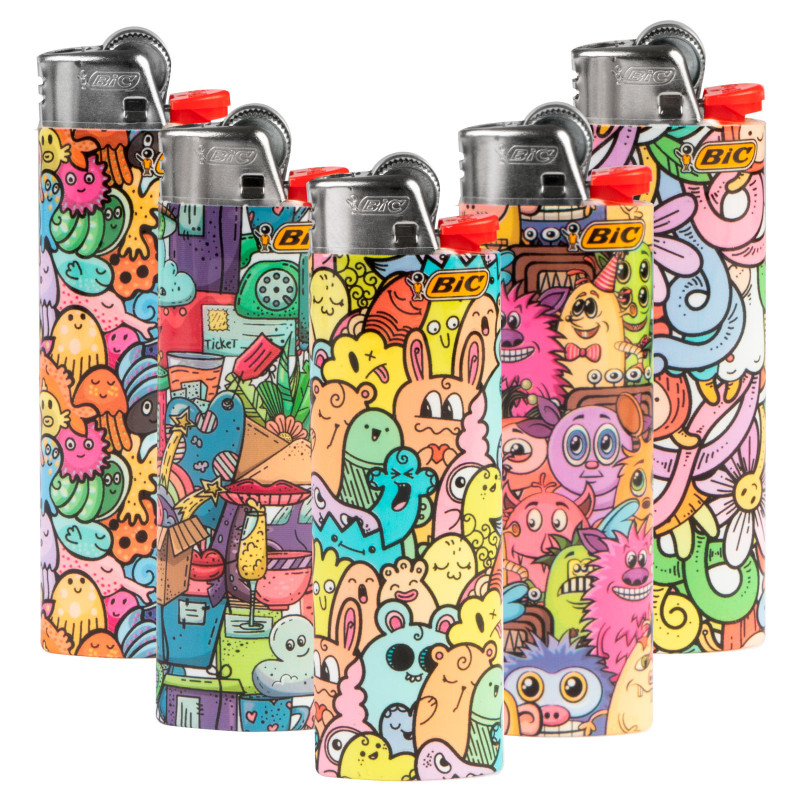 Bic Maxi J26 Accendini Grandi Fantasia Crazy World - Serie da 5 Accendini