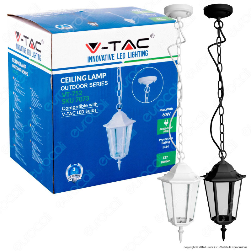 V-Tac VT-752 Portalampada da Giardino con Attacco a Soffitto per