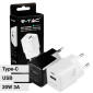 V-Tac Smart VT-5320 Caricabatterie con Spina 10A 2P Adattatore Porta USB e Type-C Ricarica Rapida PD+QC - SKU 6677 / 6678