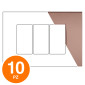 MAPAM Placca Tecnopolimero ART 3P Bronzo - Confezione 10pz - mod. ART-P8003-BR - Compatibile con BTicino LIVING