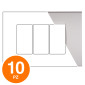 MAPAM Placca Tecnopolimero ART 8003-4 3P Grigio Chiaro - Confezione 10pz - mod. ART-P8003-GC - Compatibile con BTicino LIVING