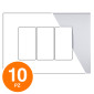 MAPAM Placca Tecnopolimero ART 8003-9 3P Silver - Confezione 10pz - mod. ART-P8003-SI - Compatibile con BTicino LIVING