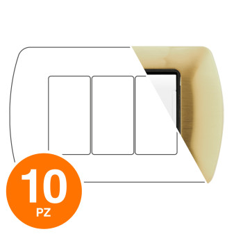 MAPAM Placca Metallo ART 8803-06 3P Oro Spazzolato - Confezione 10pz - mod. 8803-06 - Compatibile