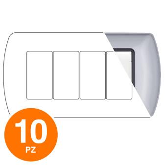 MAPAM Placca Metallo ART 8804-07 4P Grigio Chiaro - Confezione 10pz - mod. 8804-07 - Compatibile