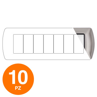 MAPAM Placca Metallo ART 7P Argento - Confezione 10pz - mod. 8807-05 - Compatibile con BTicino