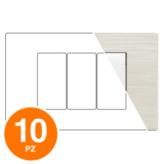 MAPAM Placca Tecnopolimero Spazzolato ART 3P Perla - Confezione 10pz - mod. ART-P8003SP-PE - Compatibile con BTicino LIVING