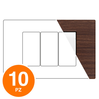 MAPAM Placca Tecnopolimero Spazzolato ART 3P Ciliegio - Confezione 10pz - mod. ART-P8003SP-CI - Compatibile con BTicino LIVING