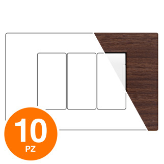 MAPAM Placca Tecnopolimero Spazzolato ART 3P Ciliegio - Confezione 10pz - mod. ART-P8003SP-CI - Compatibile con BTicino LIVING