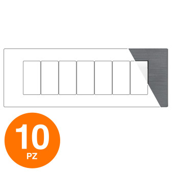 MAPAM Placca Tecnopolimero Spazzolato ART 7P Grigio - Confezione 10pz - mod. ART-P8007SP-GR - Compatibile con BTicino LIVING