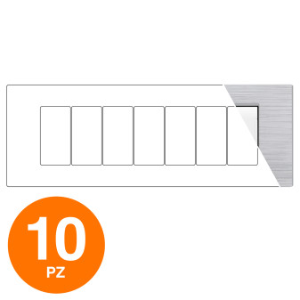 MAPAM Placca Tecnopolimero Spazzolato ART 7P Silver - Confezione 10pz - mod. ART-P8007SP-SI - Compatibile con BTicino LIVING