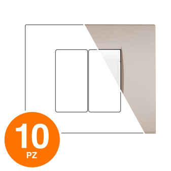 MAPAM Placca Tecnopolimero ART 2P Sabbia - Confezione 10pz - mod. ART-P8002-SA - Compatibile con BTicino LIVING