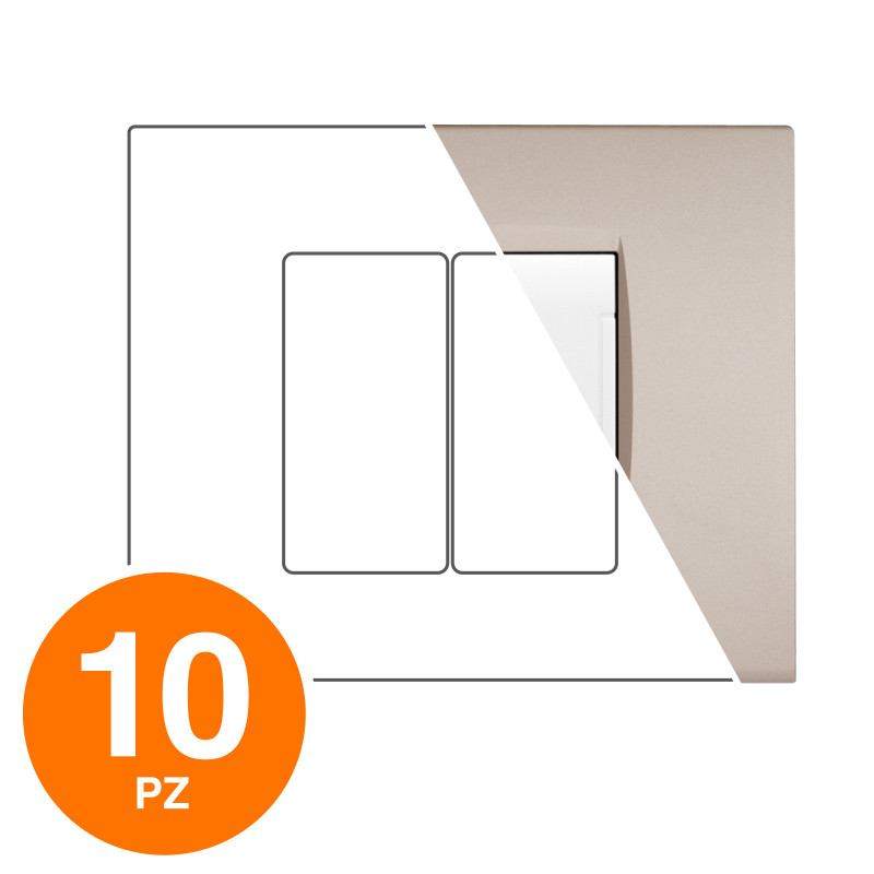 MAPAM Placca Tecnopolimero ART 2P Sabbia - Confezione 10pz - mod. ART-P8002-SA - Compatibile con BTicino LIVING