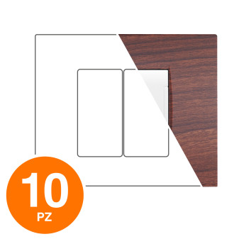 MAPAM Placca Tecnopolimero ART 2P Ciliegio - Confezione 10pz - mod. ART-P8002-CI - Compatibile con BTicino LIVING