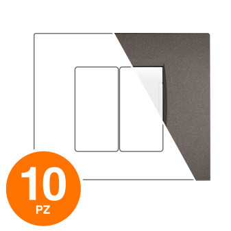 MAPAM Placca Tecnopolimero ART 2P Testa Moro - Confezione 10pz - mod. ART-P8002-TM - Compatibile con BTicino LIVING