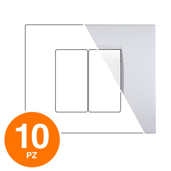 MAPAM Placca Tecnopolimero ART 2P Silver - Confezione 10pz - mod. ART-P8002-SI - Compatibile con BTicino LIVING