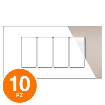 MAPAM Placca Tecnopolimero ART 4P Sabbia - Confezione 10pz - mod. ART-P8004-SA - Compatibile con BTicino LIVING