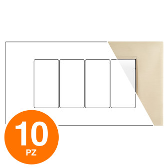 MAPAM Placca Tecnopolimero ART 4P Oro - Confezione 10pz - mod. ART-P8004-OR - Compatibile con BTicino LIVING