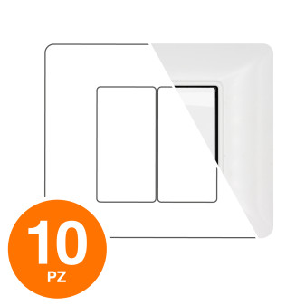 MAPAM Placca Tecnopolimero JOY 2P Bianco - Confezione 10pz - mod. JOY-P5002-BI - Compatibile con BTicino MATIX