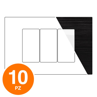 MAPAM Placca Tecnopolimero Spazzolato JOY 3P Nero - Confezione 10pz - mod. JOY-P5003SP-NE - Compatibile con BTicino MATIX