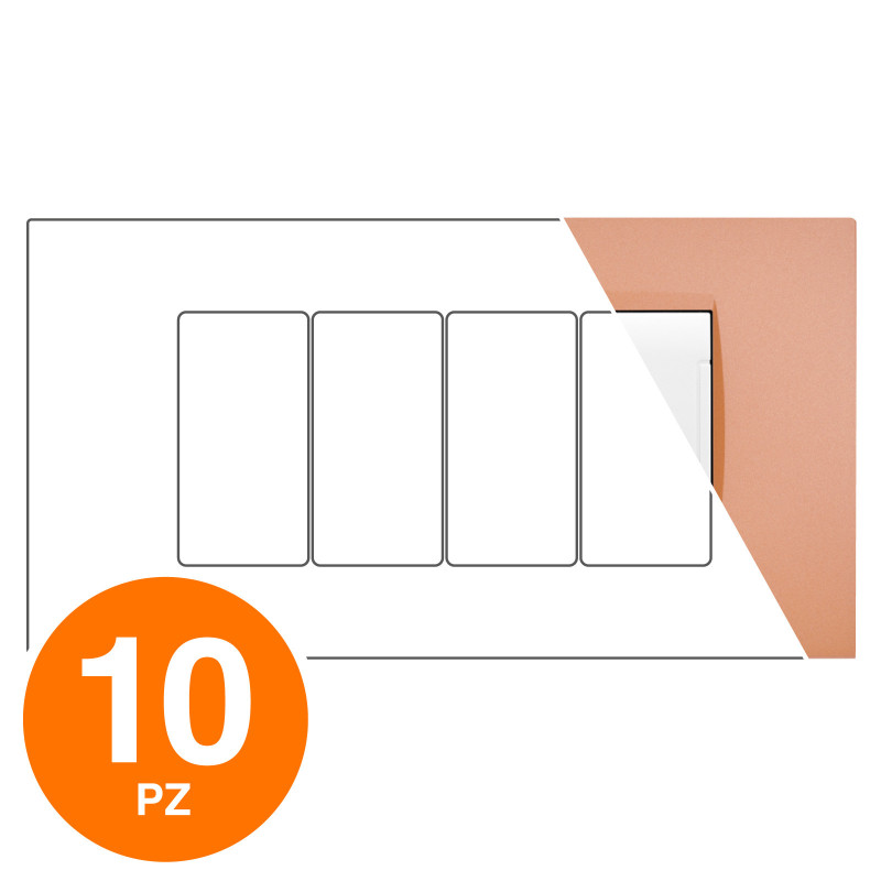 MAPAM Placca Tecnopolimero ART 4P Arancio - Confezione 10pz - mod. 8004-16 - Compatibile con BTicino LIVING