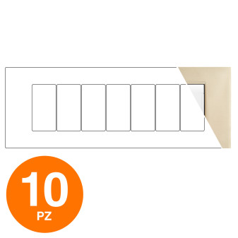 MAPAM Placca Tecnopolimero ART ART-P8007-OR 7P Oro - Confezione 10pz - mod. ART-P8007-OR - Compatibile con BTicino LIVING