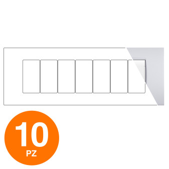 MAPAM Placca Tecnopolimero ART 8007-9 7P Silver - Confezione 10pz - mod. ART-P8007-SI - Compatibile con BTicino LIVING