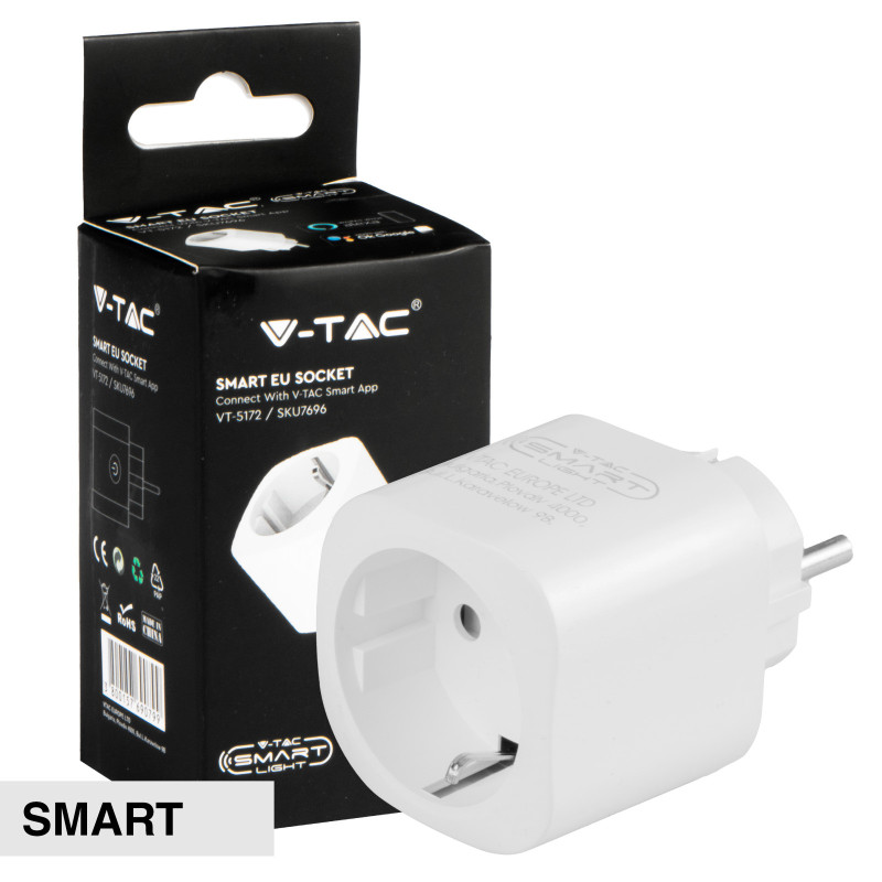VT-5172 Presa Schuko 16A Wi-Fi con Spina Schuko V-Tac Smart