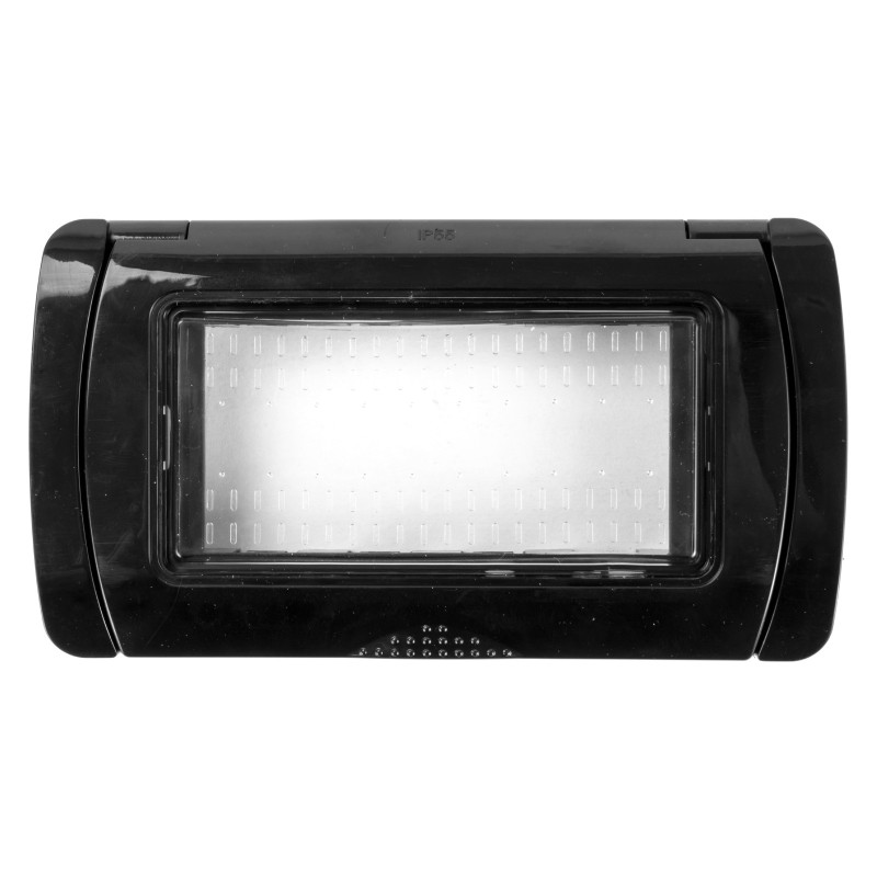 MAPAM Placca Idrobox IP55 ART 4P Nero - mod. ART-P8004ID-NE - Compatibile con BTicino LIVING