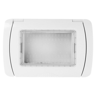 MAPAM Placca Idrobox IP55 GEM 3P Bianco - mod. GEM-P6003ID-BI - Compatibile con Vimar PLANA