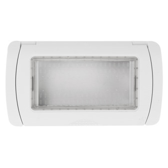 MAPAM Placca Idrobox IP55 GEM 4P Bianco - mod. GEM-P6004ID-BI - Compatibile con Vimar PLANA
