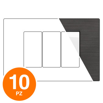 MAPAM Placca Tecnopolimero Spazzolato GEM 3P - Confezione 10pz - mod. GEM-P6003SP-AN - Compatibile con Vimar PLANA