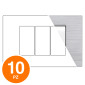 MAPAM Placca Tecnopolimero Spazzolato GEM 3P Silver - Confezione 10pz - mod. GEM-P6003SP-SI - Compatibile con Vimar PLANA