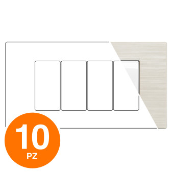 MAPAM Placca Tecnopolimero Spazzolato GEM 4P - Confezione 10pz - mod. GEM-P6004SP-PE - Compatibile con Vimar PLANA