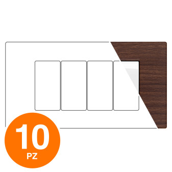 MAPAM Placca Tecnopolimero Spazzolato GEM 4P Ciliegio - Confezione 10pz - mod. GEM-P6004SP-CI - Compatibile con Vimar PLANA