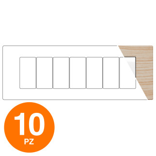 MAPAM Placca Tecnopolimero Spazzolato GEM 7P Abete - Confezione 10pz - mod. GEM-P6007SP-AB - Compatibile con Vimar PLANA