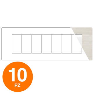 MAPAM Placca Tecnopolimero Spazzolato GEM 7P Perla - Confezione 10pz - mod. GEM-P6007SP-PE - Compatibile con Vimar PLANA