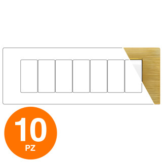 MAPAM Placca Tecnopolimero Spazzolato GEM 7P Oro - Confezione 10pz - mod. GEM-P6007SP-OR - Compatibile con Vimar PLANA