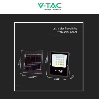 VT-55200 Faro LED 16W con Pannello Solare IP65 Nero V-Tac