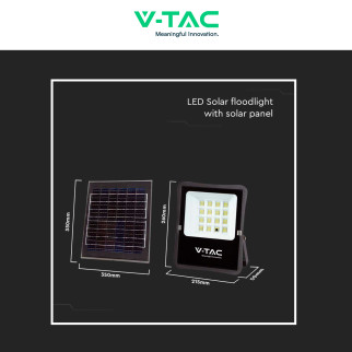 VT-55200 Faro LED 16W con Pannello Solare IP65 Nero V-Tac