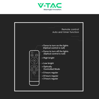 VT-55200 Faro LED 16W con Pannello Solare IP65 Nero V-Tac