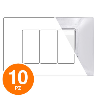 MAPAM Placca Tecnopolimero GEM 3P Cromo - Confezione 10pz - mod. GEM-P6003-CR - Compatibile con Vimar PLANA