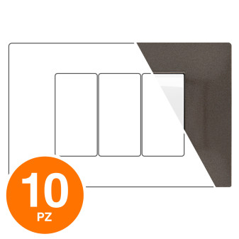 MAPAM Placca Tecnopolimero GEM 3P Bronzo - Confezione 10pz - mod. GEM-P6003-BR - Compatibile con Vimar PLANA