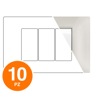 MAPAM Placca Tecnopolimero GEM 3P Sabbia - Confezione 10pz - mod. GEM-P6003-SA - Compatibile con Vimar PLANA
