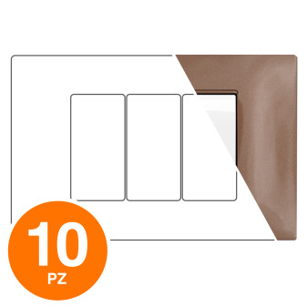 MAPAM Placca Tecnopolimero GEM 3P Rame - Confezione 10pz - mod. GEM-P6003-RA - Compatibile con Vimar PLANA