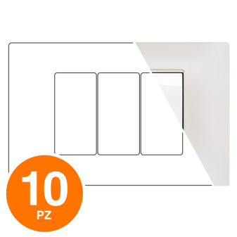 MAPAM Placca Tecnopolimero GEM 3P Perla - Confezione 10pz - mod. GEM-P6003-PE - Compatibile con Vimar PLANA
