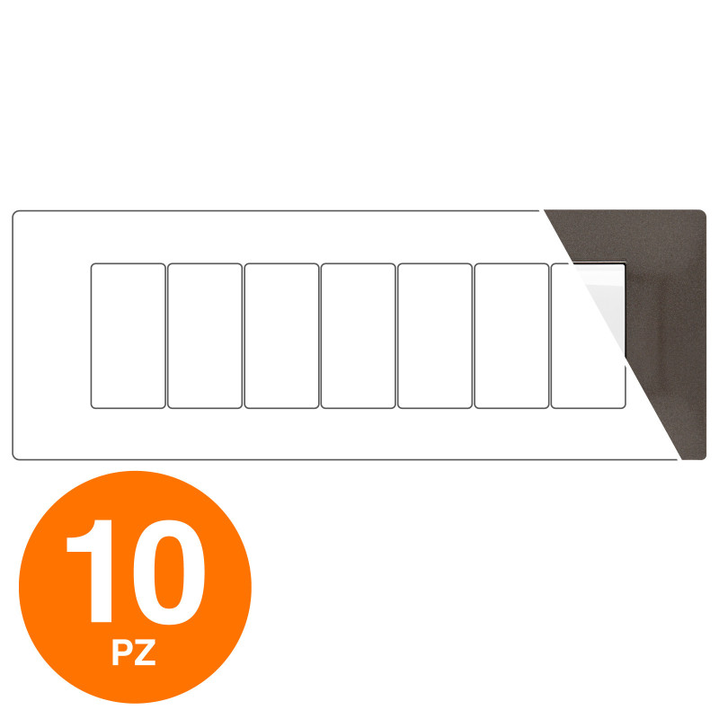 MAPAM Placca Tecnopolimero GEM 7P Bronzo - Confezione 10pz - mod. 6007-07 - Compatibile con Vimar PLANA